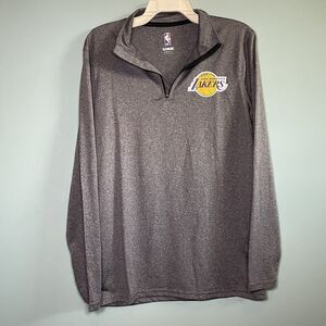 NBA Unk Los Angeles Lakers Men's Quarter Zip Pullover Shirt Gray Size Small